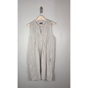 Quince 100% European Linen Shift Dress Womens L Gray Sleeveless Swing Minimalist
